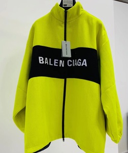 balenciaga/巴黎世家 21fw荧光黄拼色字母印花冲锋衣男夹克外套女
