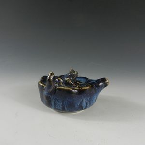 全新 仿古瓷器 窑变釉青蛙砚滴 水滴 文房用品 复古工艺品