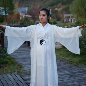 武当太极服长袍三件套太极八卦腰带道袍表演武术服演出服男女同款