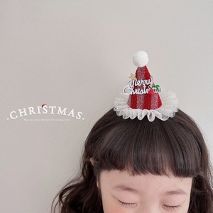 【清仓】韩系新款圣诞系列可爱立体圣诞帽网纱鸭嘴夹发夹发卡