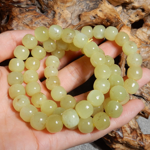 方言和田玉精品放巨漏新疆且末料黄口带草花老型珠手链手串回馈w