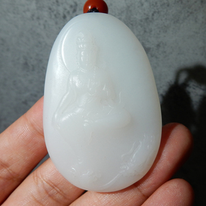 方言和田玉精品特惠佩戴级青海老坑料羊脂白玉观音吊坠挂件w