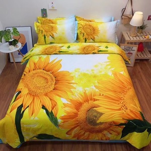 全棉3d立体印花床单四件套纯棉活性向日葵花被套2米双人床上用品