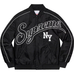 supreme 20fw contrast script jacket ny棒球薄棉服棉衣夹克外套