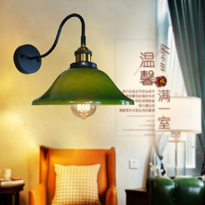 美式复古工业风餐厅吧台店铺过道咖啡厅玻璃绿色壁灯透明镜前灯