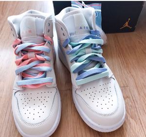 air jordan1乔aj1四色鸳鸯女鞋米白彩色鞋带板鞋555112-035