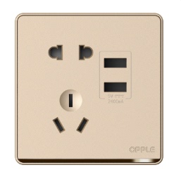 欧普照明艺术开关86型p07系列双usb五孔插座