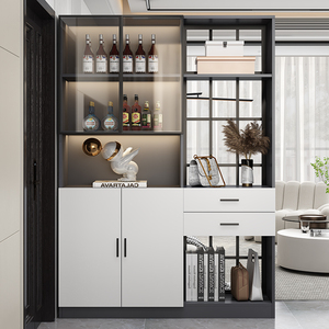 入户玄关柜现代简约轻奢实木客厅镂空隔断进门酒柜靠墙屏风储物柜