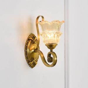 全铜客厅家用壁灯欧式复古别墅壁灯单头卧室床头灯过道楼梯灯具