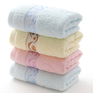 条纹毛巾纯棉吸水素色提花柔软洗脸面巾日用刺绣