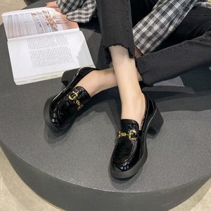 意尔斯登品牌女鞋2021秋季新款头层牛皮深口粗跟单靴26-387