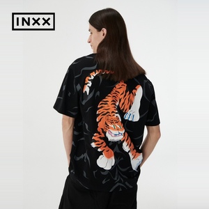 黑/白/紫3色 INXX 正品22夏男女老虎刺绣宽松短袖T恤ISC2010339