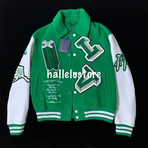 国内现货 louis vuitton lv21fw秀款绿色骷髅植绒棒球服夹克