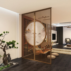 新中式屏风隔断客厅现代简约入户玄关酒店装饰实木镂空小户型座屏