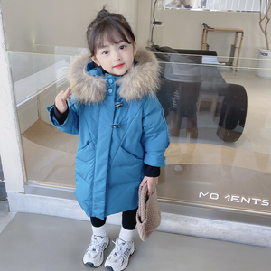 女宝宝冬季羽绒棉服韩版女童棉衣小童中长款冬装外套三岁女孩棉袄