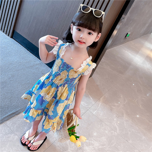 904人付款淘宝儿童连衣裙夏季2022新款四岁小女孩裙子洋气吊带公主裙