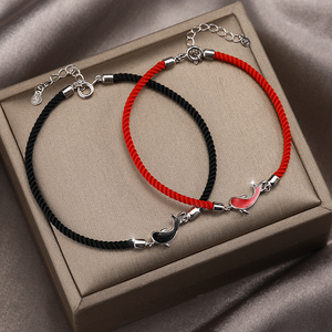 jg情侣红绳手链女生纯银ins小众设计编织手绳本命年新年生日礼物