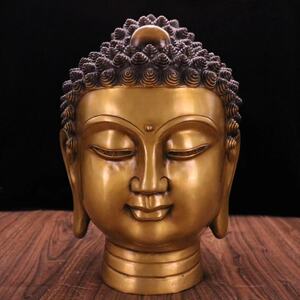 纯铜佛头摆件佛光普照如来佛祖头像释迦摩尼佛像客厅摆件桌面摆件