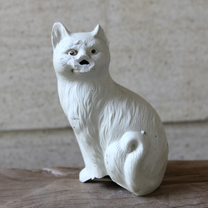 清末民国泥塑白釉白胎猫残件 金缮修复用老瓷片标本 古瓷器鉴定