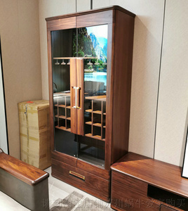 10号馆乌金木新中式全实木客厅两门酒柜低柜置物柜餐边柜0.95米