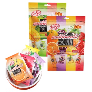 泰国进口零食小吃StarSun综合水果汁蒟蒻魔芋吸吸果冻可吸30枚入