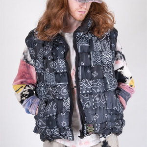 kapital 平田和宏 尼龙编织腰果花 民族风男女两面穿羽绒马甲背心