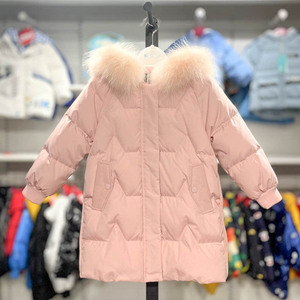 未来之星WG2049342女童宝宝羽绒服专柜正品大毛领外套加厚中长款
