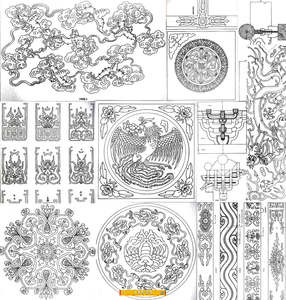 【营】古建烟云瑞兽斗拱旋子和玺官式彩画400幅手绘白描小样图