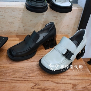 正品MIO米奥女鞋2021秋新款方头休闲粗高跟女单鞋M214513506