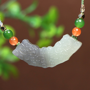 全新天然玉石和田玉青海料 玉璜挂件 保真 包邮 附证书