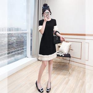 小黑裙高级感夏季女装2024新款礼服高端精致法式赫本风黑色连衣裙