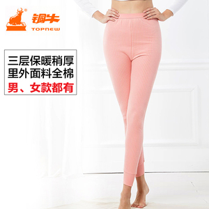 铜牛品牌女三层保暖纯棉内里厚秋裤秋冬中老年人保暖裤7194-9088