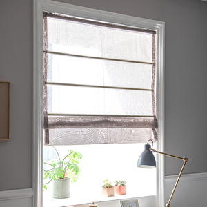 罗马帘卷帘拉珠升降窗帘纱帘小窗户半透光日式定制客厅餐厅书房