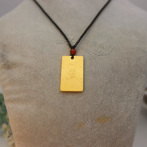 定做足金999纯黄金女友人物头像卡通照片平安无事牌情侣刻字吊坠