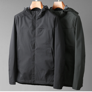 断码外贸薄款休闲男款连帽风衣抗皱防水修身时尚单层男士短款外套