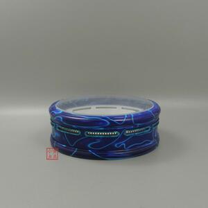 曹旭升高万体 蓝色花纹 圆形鸣虫盒 海派精品虫具