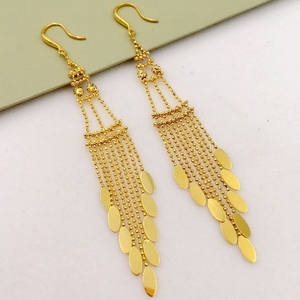 新款18k彩金黄金玫瑰金白金耳线耳钉耳扣 au750凤尾花耳坠 正品