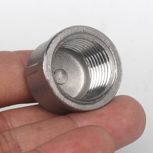 304不锈钢管帽内丝闷盖堵头钢管螺纹接头封口盖封头圆形堵帽3分