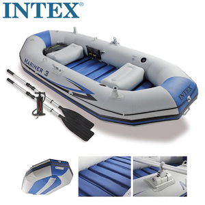 正品INTEX海鹰3代三人充气船四人钓鱼船橡皮划艇冲锋舟硬底加厚