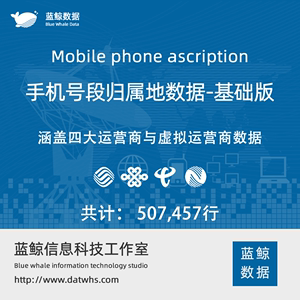 507457条2024年05月更新 手机归属地数据库 号码归属地数据基础版