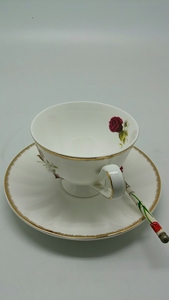 经典网格情侣咖啡杯碟套装欧式骨瓷描金金边下午茶花茶杯咖啡杯