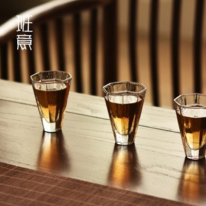 班意 日式茶杯八角杯耐热玻璃品茗杯出口日本清酒杯聚香杯闻香杯