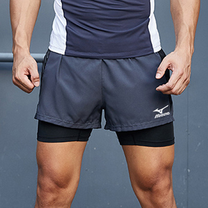 美津浓三分裤男夏季高弹后腰口袋薄款马拉松田径跑步运动健身短裤