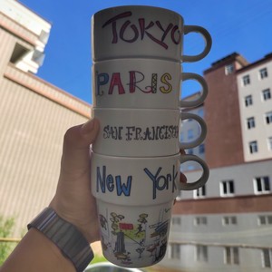 陶瓷手工叠叠杯马克杯喝水杯咖啡杯家用外贸尾单好看的杯都市巴黎