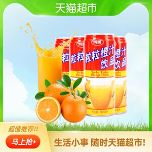 四洲果味饮料粒粒橙汁240mlx4含新鲜果肉果汁鲜味好喝果汁罐装