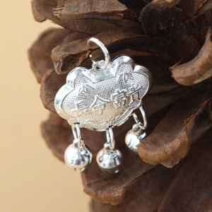 婴儿百天长命锁小孩满月银锁平安锁宝宝吊坠手链项链diy配件材料