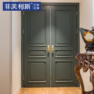 灰色扣线对开门菲美利斯双开门实木门烤漆门卧室衣帽间客厅大门