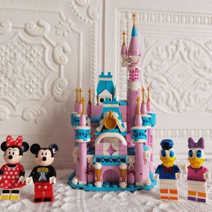 2个包邮公主米奇妙妙屋4合1儿童奇幻粉色城堡小颗粒拼装积木玩具6