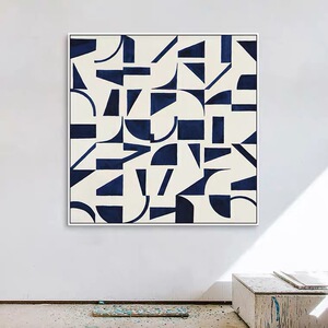 独特高雅时尚现代克莱因蓝几何抽象装饰画客厅餐厅酒店落地挂画