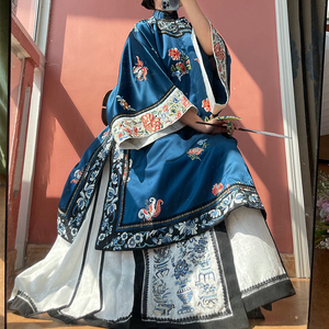 出租【南雅集】白色刺绣清马面裙 古董衣复原款重工清汉女非汉服